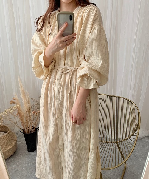 slowmelly（スローメリー）の「【WEARISTA てら】Ｗガーゼネグリジェワンピース（ワンピース・レディース・ダークブラウン/ライトベージュ/テラコッタ・FREE）」の6枚目の写真