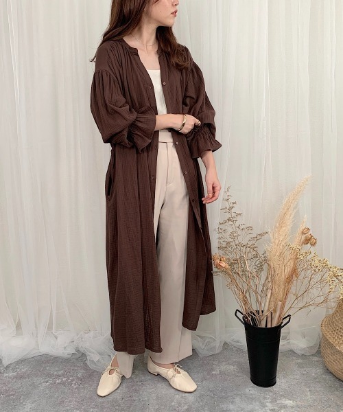 slowmelly（スローメリー）の「【WEARISTA てら】Ｗガーゼネグリジェワンピース（ワンピース・レディース・ダークブラウン/ライトベージュ/テラコッタ・FREE）」の13枚目の写真