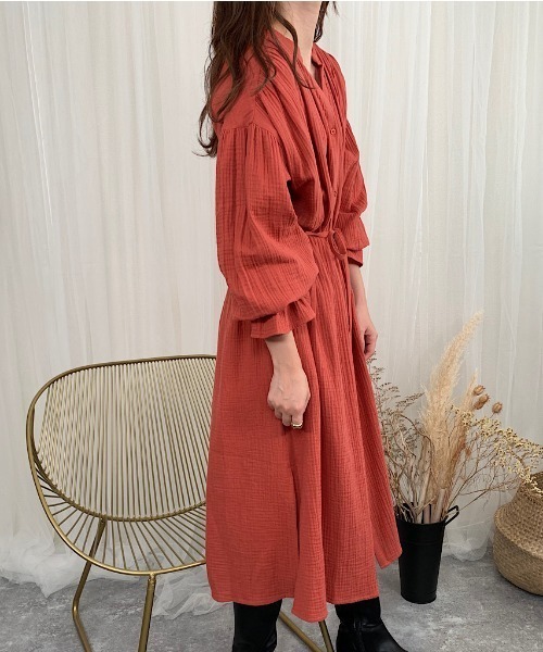 slowmelly（スローメリー）の「【WEARISTA てら】Ｗガーゼネグリジェワンピース（ワンピース・レディース・ダークブラウン/ライトベージュ/テラコッタ・FREE）」の15枚目の写真