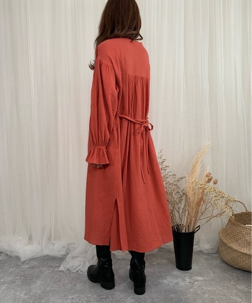 slowmelly（スローメリー）の「【WEARISTA てら】Ｗガーゼネグリジェワンピース（ワンピース・レディース・ダークブラウン/ライトベージュ/テラコッタ・FREE）」の16枚目の写真