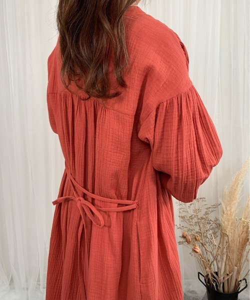 slowmelly（スローメリー）の「【WEARISTA てら】Ｗガーゼネグリジェワンピース（ワンピース・レディース・ダークブラウン/ライトベージュ/テラコッタ・FREE）」の17枚目の写真