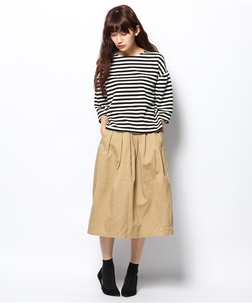 DISCOAT（ディスコート）の「【Discoat】リップル後ろ布帛切替プルオーバー（Tシャツ/カットソー・レディース・オフホワイト/ネイビー/ブラック/キャメル・ﾌﾘ-）」の11枚目の写真