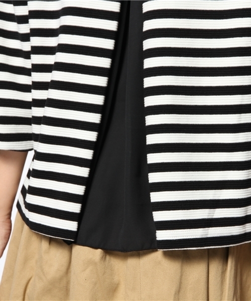 DISCOAT（ディスコート）の「【Discoat】リップル後ろ布帛切替プルオーバー（Tシャツ/カットソー・レディース・オフホワイト/ネイビー/ブラック/キャメル・ﾌﾘ-）」の14枚目の写真