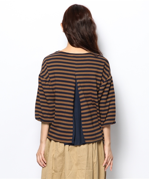 DISCOAT（ディスコート）の「【Discoat】リップル後ろ布帛切替プルオーバー（Tシャツ/カットソー・レディース・オフホワイト/ネイビー/ブラック/キャメル・ﾌﾘ-）」の7枚目の写真