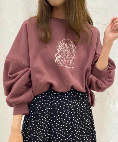 apres jour（アプレジュール）の「アソートプリントクルーネックスウェット【ZOZOTOWN限定アイテム】（スウェット・レディース・ブラック/ダークブラウン/アイボリー/クリーム/ラベンダー/ホワイト系その他/ブラウン系その他/ブルー系その他/スモークピンク/ライトベージュ・X-LARGE/フリー）」の10枚目の写真