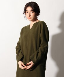 OZOC | 【洗える】メルトンジャージキーネックプルオーバー(Tシャツ/カットソー)