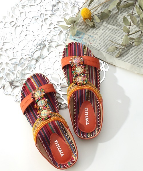チチカカ(チチカカ)の「ジュエルビーズサンダル(サンダル・レディース・ベージュ/パープル/オレンジ・MEDIUM/LARGE)」の3枚目の写真
