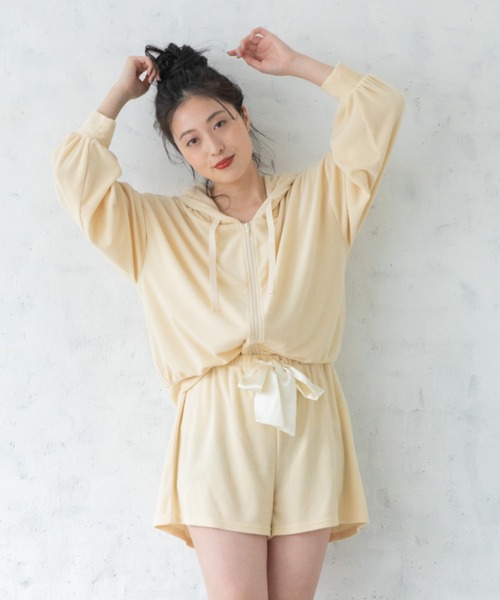 Mysa&Liina(ミーサリーナ)の「【ルームウェア】パイルパーカー×ショートパンツSET(ルームウェア/パジャマ・レディース・ベージュ/ネイビー/オフホワイト/ピンク/イエロー・M/L)」の22枚目の写真