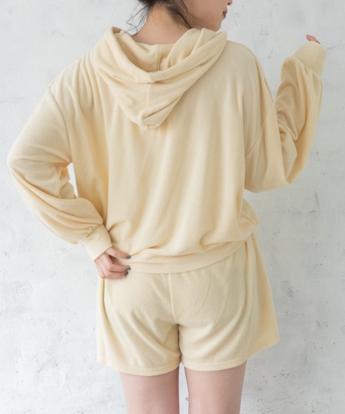 セール】【ルームウェア】パイルパーカー×ショートパンツSET