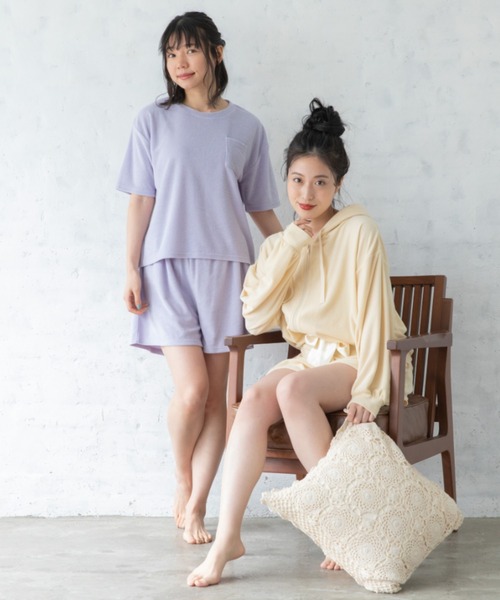 Mysa&Liina(ミーサリーナ)の「【ルームウェア】パイルパーカー×ショートパンツSET(ルームウェア/パジャマ・レディース・ベージュ/ネイビー/オフホワイト/ピンク/イエロー・M/L)」の19枚目の写真