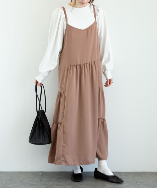 earth music&ecology（アースミュージックアンドエコロジー）の「スムースボリュームスリーブカットソー ＊（Tシャツ/カットソー・レディース・ミント/ライトベージュ/ライトピンク/ブラック/オフホワイト/ライトグレー・FREE）」の7枚目の写真