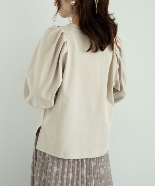 earth music&ecology（アースミュージックアンドエコロジー）の「スムースボリュームスリーブカットソー ＊（Tシャツ/カットソー・レディース・ミント/ライトベージュ/ライトピンク/ブラック/オフホワイト/ライトグレー・FREE）」の11枚目の写真