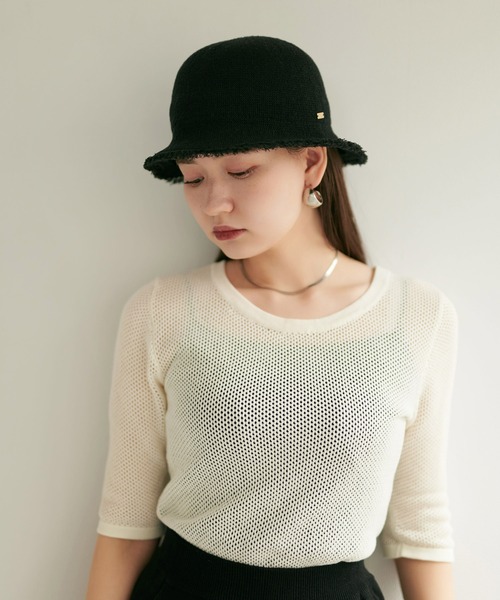 TINA：JOJUN（ティーナジョジュン）の「編立バケットハット TINA：JOJUN（ハット・レディース・ブラック/アイボリー・F）」の12枚目の写真