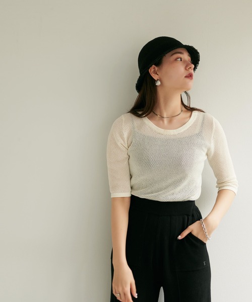 TINA：JOJUN（ティーナジョジュン）の「編立バケットハット TINA：JOJUN（ハット・レディース・ブラック/アイボリー・F）」の4枚目の写真