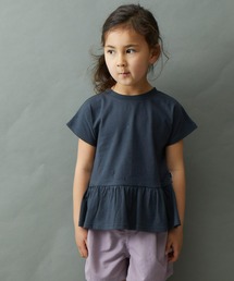 ＆yam（アンドヤム）の「USAコットンフェイドカラー  ペプラム半袖Tシャツ（Tシャツ/カットソー・キッズ）」