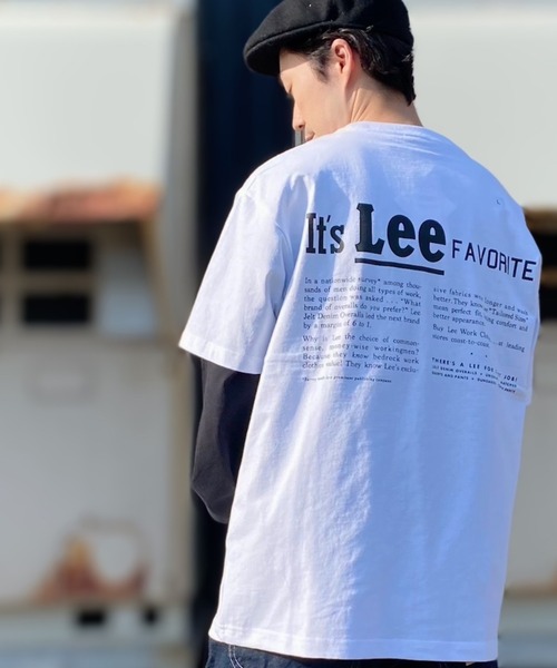Lee（リー）の「【Lee】バックテキストプリントＴ（Tシャツ/カットソー・メンズ・ホワイト/グレー/ベージュ/ブルー/ピンク/ダークグレー・M/L/XL）」の2枚目の写真
