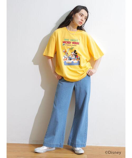 Green　Parks（グリーンパークス）の「ディズニー/ポスターTシャツ（Tシャツ/カットソー・レディース・オフホワイト/ブルー/イエロー・FREE）」の5枚目の写真