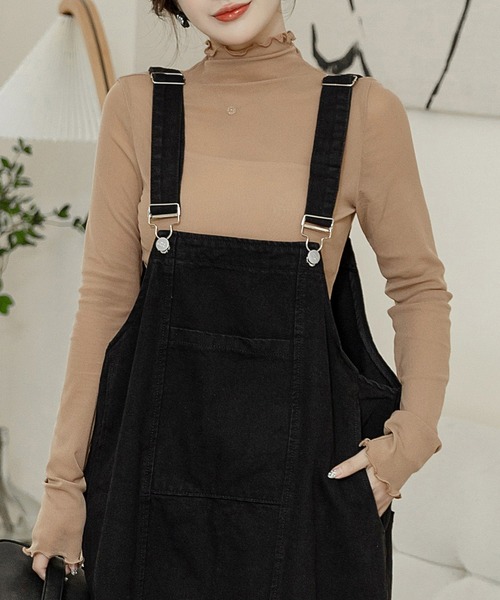 DAY CLOSET（デイ クローゼット）の「シアータートルネックメロウフリルトップス レディース（シャツ/ブラウス・レディース・アイボリー/ブラック/ホワイト/カーキ/グレー/ベージュ/モカ/ターコイズブルー/オレンジ/ライトブルー/パープル/ピンク/グリーン・M/L）」の6枚目の写真