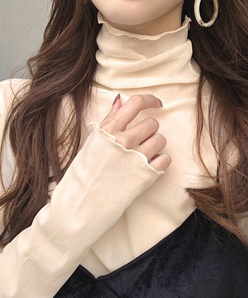 セール】シアータートルネックメロウフリルトップス レディース