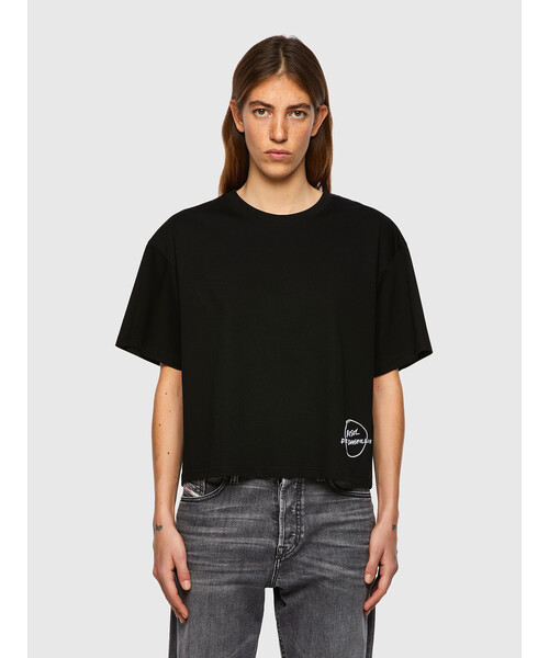DIESEL(ディーゼル)の「レディース Tシャツ 刺繍 ボクシーフィット(Tシャツ/カットソー・レディース・ホワイト/ブラック/ピンク・X-SMALL/SMALL/MEDIUM/LARGE)」の3枚目の写真