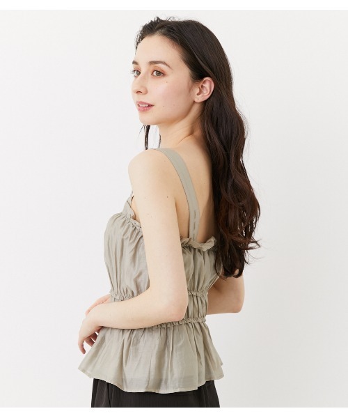 rienda(リエンダ)の「シャツビスチェトップス(キャミソール・レディース・ブラック/ライトグリーン/ライトブラウン・FREE)」の4枚目の写真