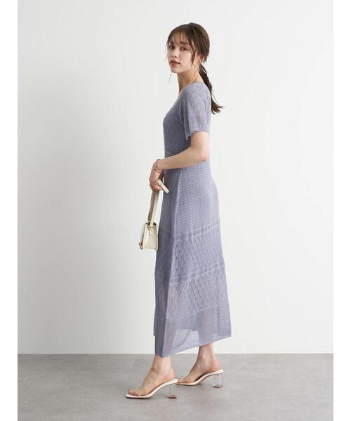 earth music&ecology（アースミュージックアンドエコロジー）の「クロシェニットワンピース ＊（ワンピース・レディース・ブルー/パープル/ホワイト系その他2・FREE）」の9枚目の写真