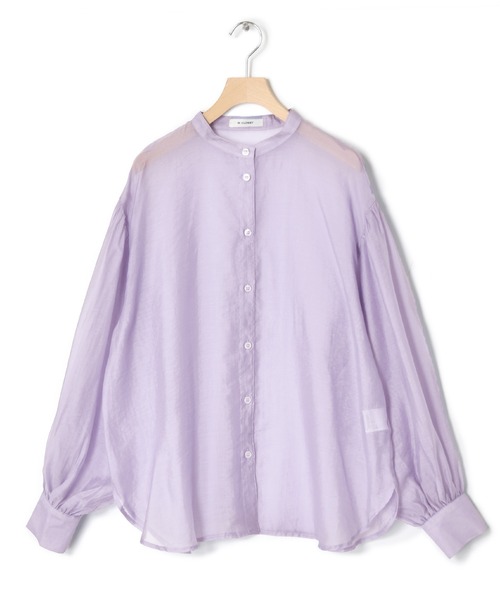 w closet（ダブルクローゼット）の「バンドカラーシアーシャツ（シャツ/ブラウス・レディース・スモークグレー/ラベンダー/ライトグリーン/ベージュ/アイボリー/グリーン・FREE）」の13枚目の写真