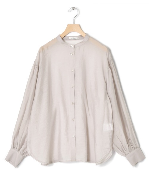 w closet（ダブルクローゼット）の「バンドカラーシアーシャツ（シャツ/ブラウス・レディース・スモークグレー/ラベンダー/ライトグリーン/ベージュ/アイボリー/グリーン・FREE）」の14枚目の写真