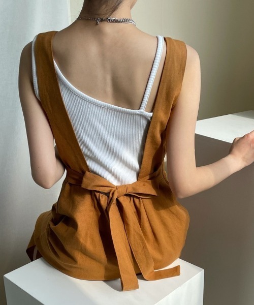ABITOKYO（アビトーキョー）の「麻ライクバックリボンサロペット（サロペット/オーバーオール・レディース・ブラック/ブラウン/ベージュ/オフホワイト・FREE）」の17枚目の写真