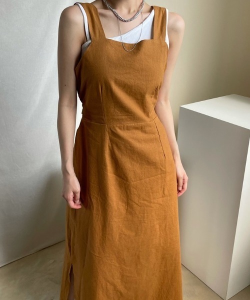 ABITOKYO（アビトーキョー）の「麻ライクバックリボンサロペット（サロペット/オーバーオール・レディース・ブラック/ブラウン/ベージュ/オフホワイト・FREE）」の12枚目の写真