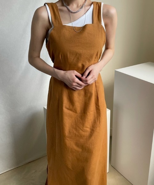ABITOKYO（アビトーキョー）の「麻ライクバックリボンサロペット（サロペット/オーバーオール・レディース・ブラック/ブラウン/ベージュ/オフホワイト・FREE）」の13枚目の写真