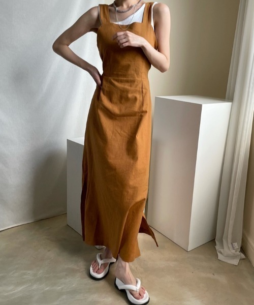 ABITOKYO（アビトーキョー）の「麻ライクバックリボンサロペット（サロペット/オーバーオール・レディース・ブラック/ブラウン/ベージュ/オフホワイト・FREE）」の21枚目の写真