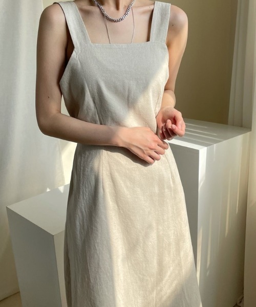 ABITOKYO（アビトーキョー）の「麻ライクバックリボンサロペット（サロペット/オーバーオール・レディース・ブラック/ブラウン/ベージュ/オフホワイト・FREE）」の7枚目の写真