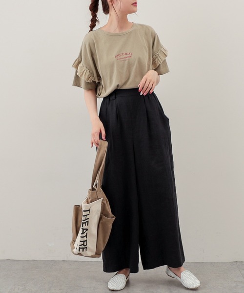 PUAL CE CIN（ピュアルセシン）の「ピグメント染め×ロゴプリントTシャツ（Tシャツ/カットソー・レディース・ベージュ/グレー/スミクロ/オリーブ系・FREE）」の20枚目の写真