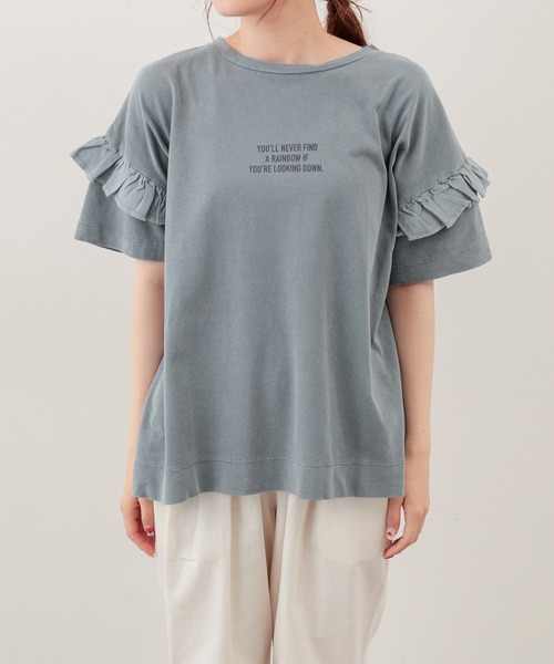 PUAL CE CIN（ピュアルセシン）の「ピグメント染め×ロゴプリントTシャツ（Tシャツ/カットソー・レディース・ベージュ/グレー/スミクロ/オリーブ系・FREE）」の17枚目の写真