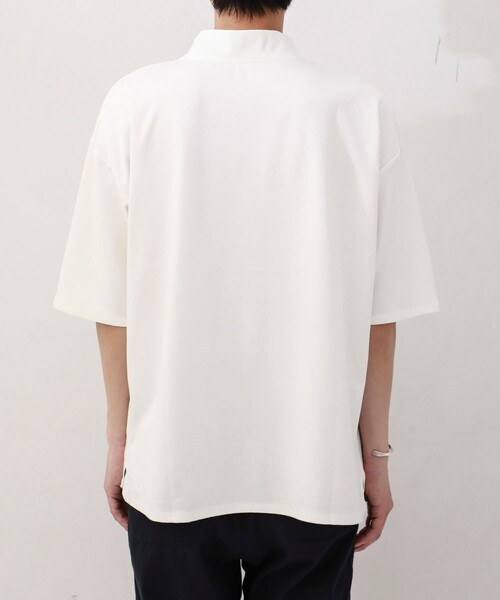 BESPOKE TOKYO（ビスポークトウキョウ）の「【BESPOKE TOKYO】DOUBLE BLEND COTTON MOC NECK OVER SIZE TEE（Tシャツ/カットソー・メンズ・ベージュ/オフホワイト/ブラック・2/3）」の4枚目の写真