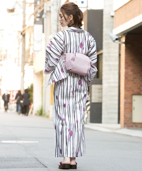 URBAN RESEARCH ROSSO WOMEN（アーバンリサーチ　ロッソ）の「浴衣　縞と葡萄（浴衣・レディース・ホワイト・FREE）」の6枚目の写真