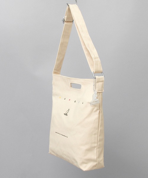 KANGOL（カンゴール）の「スケートボード カラフルロゴ キャンバス ショルダー トートバッグ / プラスチックプレートチャーム付き（ショルダーバッグ・メンズ・ホワイト/ブラック・FREE）」の4枚目の写真