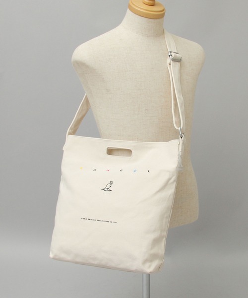 KANGOL（カンゴール）の「スケートボード カラフルロゴ キャンバス ショルダー トートバッグ / プラスチックプレートチャーム付き（ショルダーバッグ・メンズ・ホワイト/ブラック・FREE）」の17枚目の写真