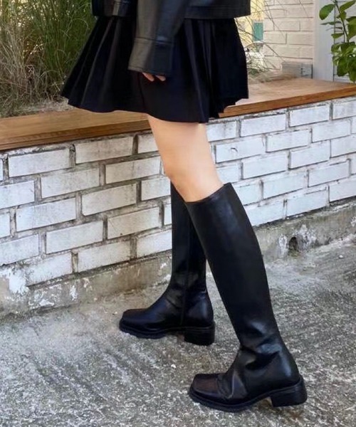 chuclla(チュクラ)の「Square-toe long boots chs21a021(ブーツ・レディース・グレー/ブラック・38/36/37/39/40)」の4枚目の写真