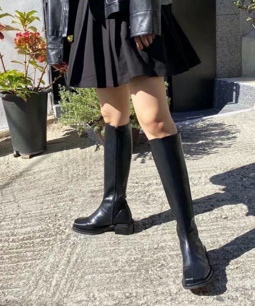 chuclla(チュクラ)の「Square-toe long boots chs21a021(ブーツ・レディース・グレー/ブラック・38/36/37/39/40)」の5枚目の写真