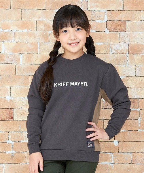 KRIFF MAYER Kid's Collection(クリフメイヤーキッズコレクション)の「WEB限定脇切替ロゴスウェット(スウェット・キッズ・グレー/カラフル/チャコール/ブルー・170/120/130/160/140/150)」の1枚目の写真