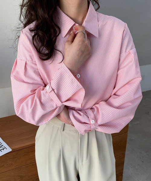 Diosfront（ディオスフロント）の「ストライプオーバールーズシャツ