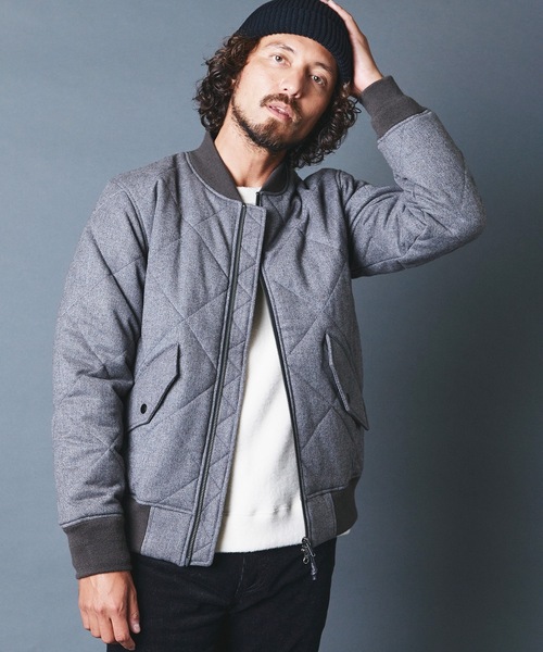 Magine（マージン）の「CASHMERE CLASSICAL TWEED QUILTING THINSULATE MA-1 カシミヤ クラシカルツイード キルティング MA-1（MA-1・メンズ・チャコールグレー/ブラック/グレー・44/46/48）」の3枚目の写真