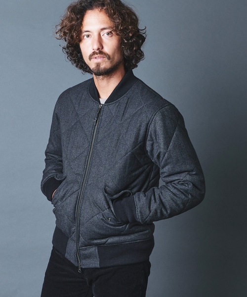 Magine（マージン）の「CASHMERE CLASSICAL TWEED QUILTING THINSULATE MA-1 カシミヤ クラシカルツイード キルティング MA-1（MA-1・メンズ・チャコールグレー/ブラック/グレー・44/46/48）」の2枚目の写真