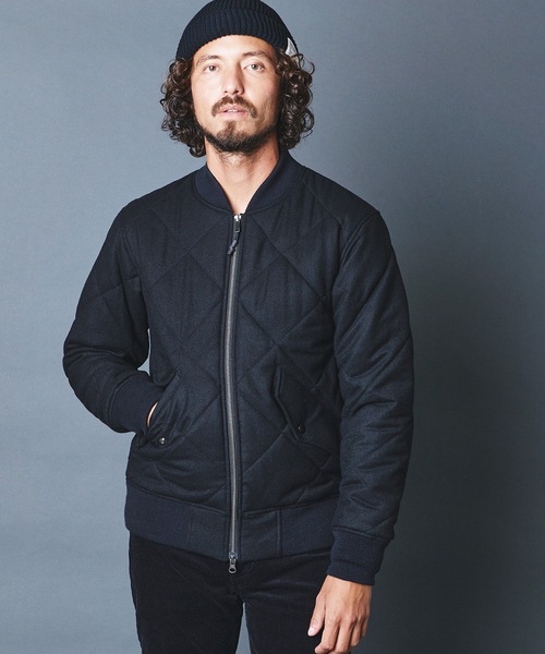 Magine マージン MA-1 フライトジャケット ネイビー キルティング裏地 セール】CASHMERE CLASSICAL TWEED QUILTING THINSULATE MA-1 カシミヤ