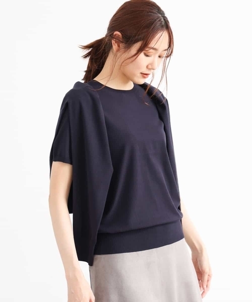 MK MICHEL KLEIN（エムケーミッシェルクラン）の「【洗える】ショート丈カラーニットアンサンブル（ニット/セーター・レディース・ライトブルー/ネイビー/レッド/ライトブラウン/ダークグレー/マスタード・38）」の5枚目の写真