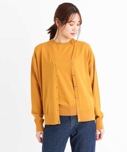 MK MICHEL KLEIN（エムケーミッシェルクラン）の「【洗える】ショート丈カラーニットアンサンブル（ニット/セーター・レディース・ライトブルー/ネイビー/レッド/ライトブラウン/ダークグレー/マスタード・38）」の7枚目の写真