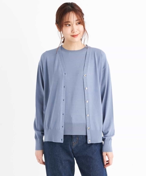 MK MICHEL KLEIN（エムケーミッシェルクラン）の「【洗える】ショート丈カラーニットアンサンブル（ニット/セーター・レディース・ライトブルー/ネイビー/レッド/ライトブラウン/ダークグレー/マスタード・38）」の11枚目の写真