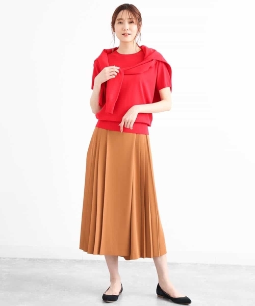 MK MICHEL KLEIN（エムケーミッシェルクラン）の「【洗える】ショート丈カラーニットアンサンブル（ニット/セーター・レディース・ライトブルー/ネイビー/レッド/ライトブラウン/ダークグレー/マスタード・38）」の13枚目の写真